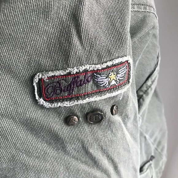 Buffalo David Bitton Outerwear Green Belted Jacket Faux Fur Hood Size M - Picture 10 of 12